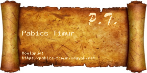 Pabics Timur névjegykártya